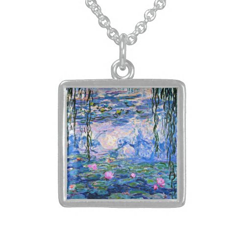 Monet Water Lilies 1919 famous painting Sterling Silver Necklace