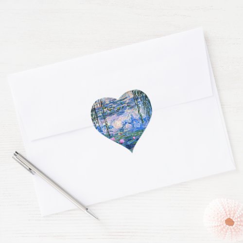 Monet _ Water Lilies 1919 Heart Sticker