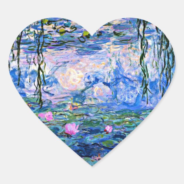 Monet: Water Lilies 1919 Heart Sticker (Front)