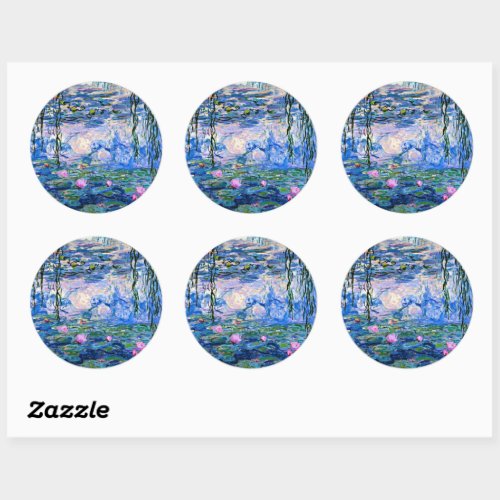 Monet _ Water Lilies 1919 pink Classic Round Sticker