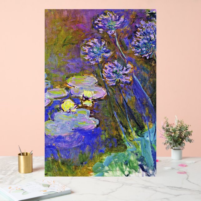Monet - Water Lilies and Agapanthus Acrylic Sign (Wedding)