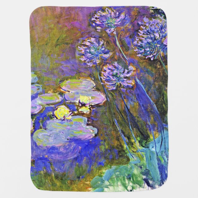 Monet - Water Lilies and Agapanthus Baby Blanket (Front)