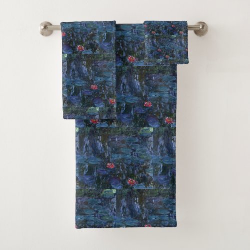 Monet Water Lilies and Reflections of a Willow Bath Towel Set