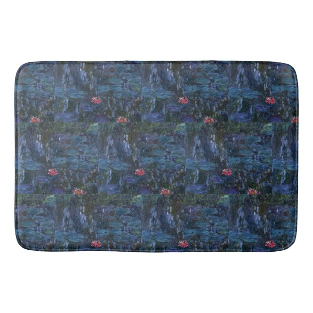 Monet Water Lilies and Reflections of a Willow Bathroom Mat (Front)