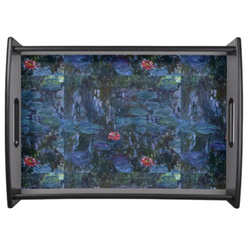 Monet Water Lilies and Reflections of a Willow Serving Tray
