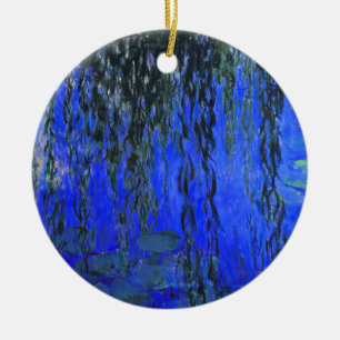 Monet Water Lilies and Weeping Willow Branches Ceramic Ornament