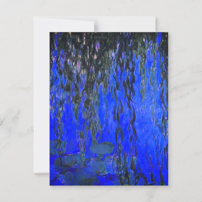 Monet Water Lilies and Weeping Willow Branches Invitation (Front)