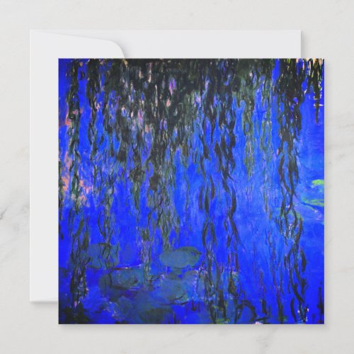 Monet Water Lilies and Weeping Willow Branches Invitation