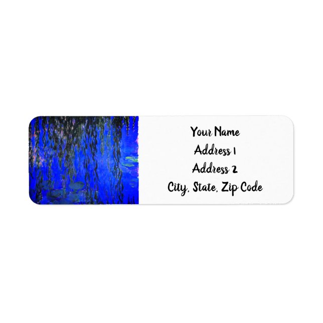 Monet Water Lilies and Weeping Willow Branches Label (Front)