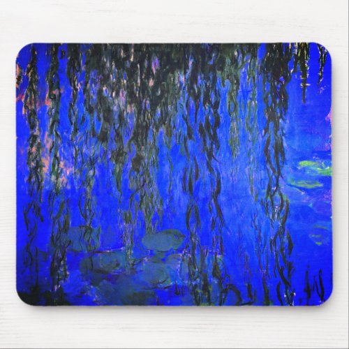 Monet Water Lilies and Weeping Willow Branches Mouse Pad