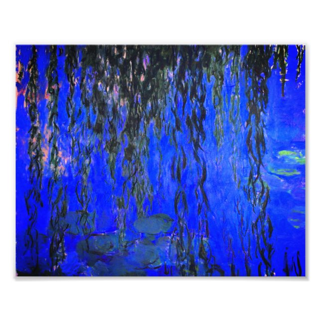 Monet Water Lilies and Weeping Willow Branches Photo Print (Front)