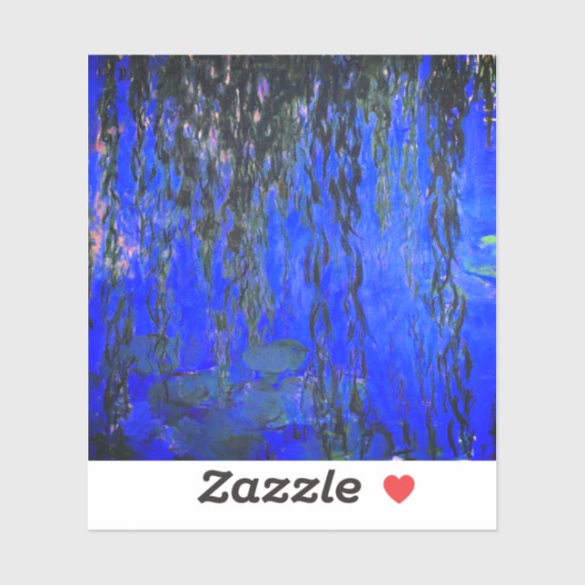 Monet Water Lilies and Weeping Willow Branches Sticker (Sheet)