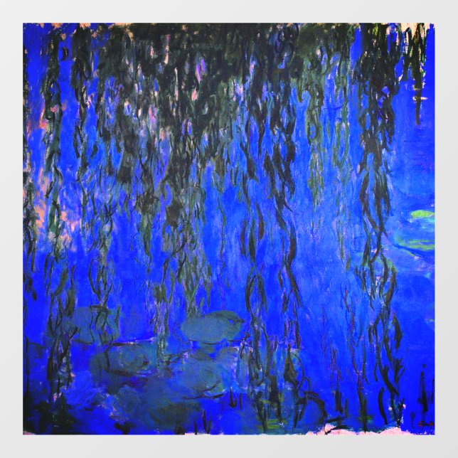Monet Water Lilies and Weeping Willow Branches Window Cling (Sheet)