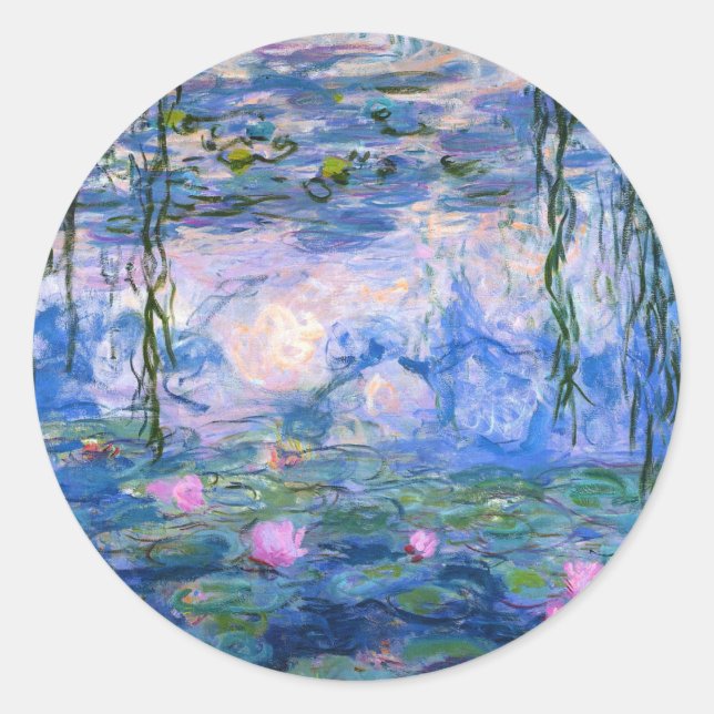 Monet - Water Lilies artwork, 1919 Classic Round Sticker (Front)