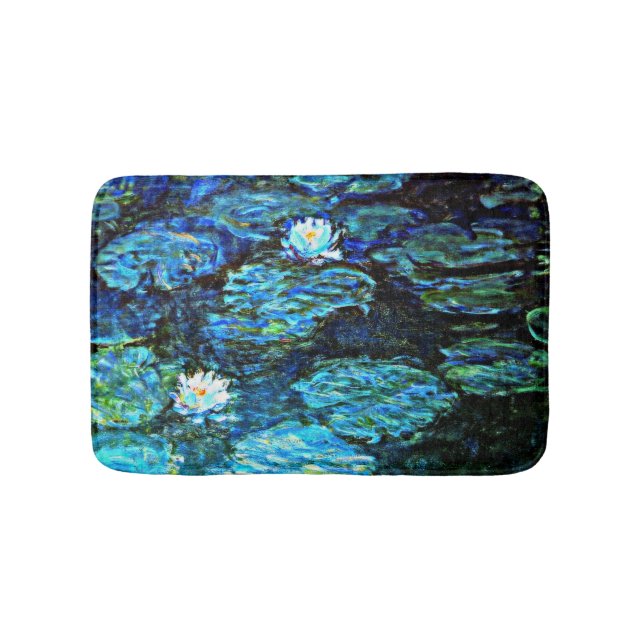 Monet - Water Lilies, Blue Bath Mat (Front)