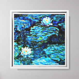 Monet - Water Lilies, blue, Canvas Print