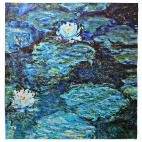 Monet _ Water Lilies Blue Impressionism Cloth Napkin
