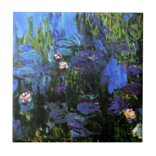 Monet Water_Lilies blue indigo Ceramic Tile