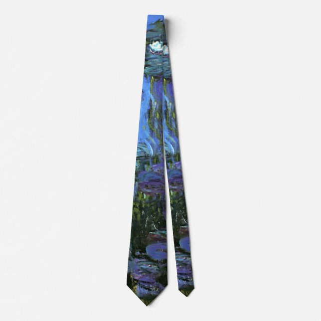 Monet - Water Lilies, Blue Indigo Neck Tie (Front)