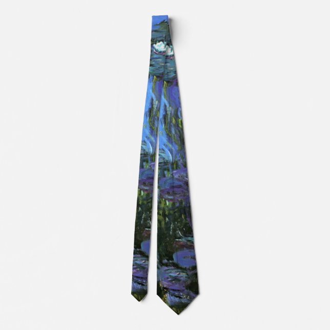 Monet - Water Lilies, Blue Indigo Neck Tie (Back)