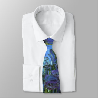Monet - Water Lilies, Blue Indigo Neck Tie