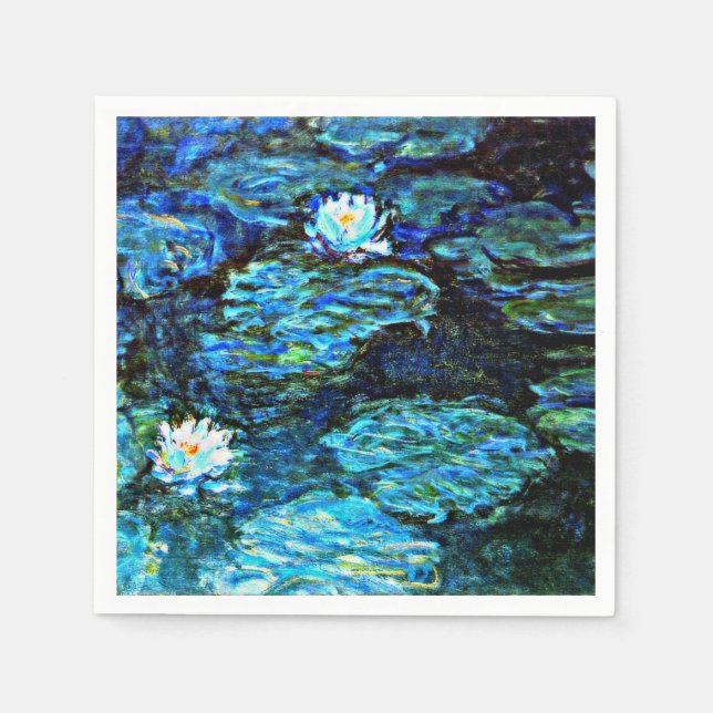 Monet - Water Lilies Blue Napkins (Front)