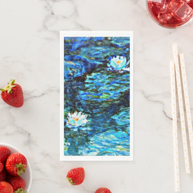 Monet, Water Lilies, Blue, Paper Guest Towels (Insitu)