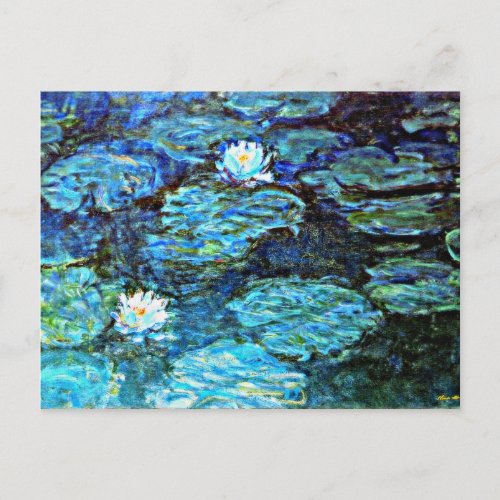 Monet _ Water Lilies Blue Postcard