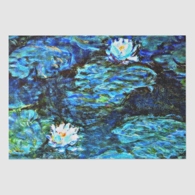 Monet - Water Lilies, Blue, Tissue Paper (Front)