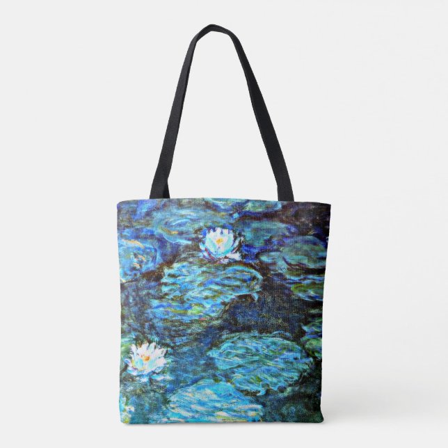 Monet - Water Lilies (blue) Tote Bag (Back)