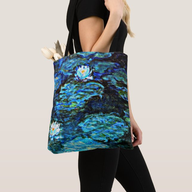 Monet - Water Lilies (blue) Tote Bag (Close Up)