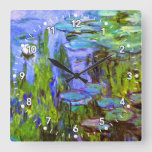 Monet Water Lilies Clock In Blue, Green &amp; Lavender at Zazzle