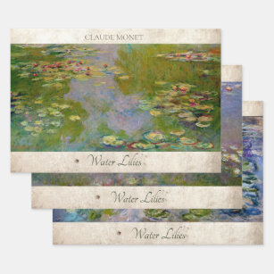 MONET WATER LILIES DECOUPAGE WRAPPING PAPER SHEETS