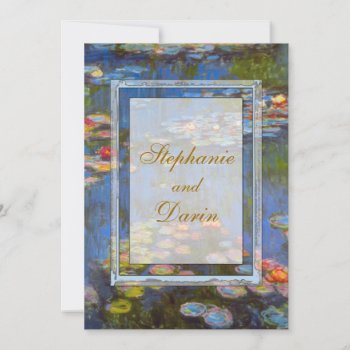 Monet Water Lilies Flat Card Wedding Invitation by dbvisualarts at Zazzle