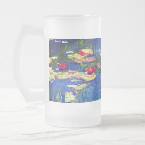 Monet Water Lilies  Frosted Glass Beer Mug