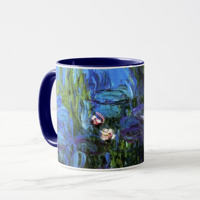 Monet - Water-Lilies, indigo blue, Mug (Front Left)
