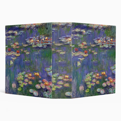 Monet Water Lilies Masterpiece Painting 3 Ring Binder