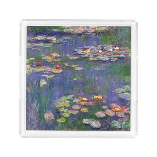 Monet Water Lilies Masterpiece Painting Acrylic Tray