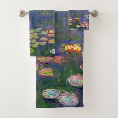 Monet Water Lilies Masterpiece Painting Bath Towel Set