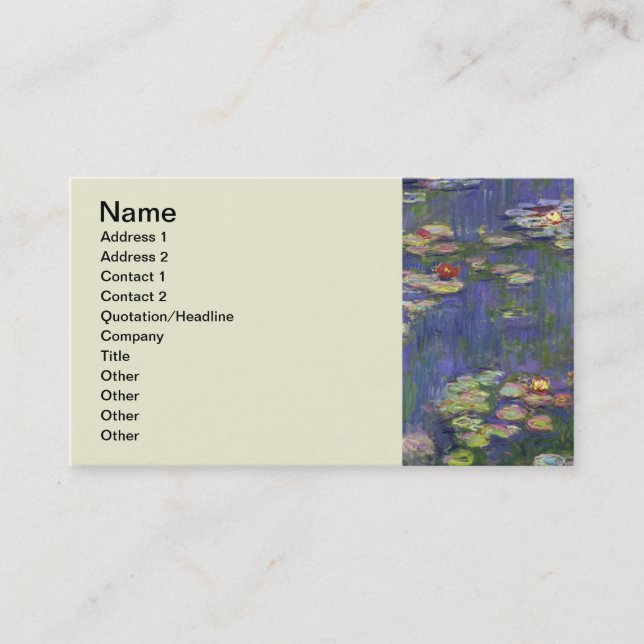 Monet Water Lilies Masterpiece Painting Business Card (Front)