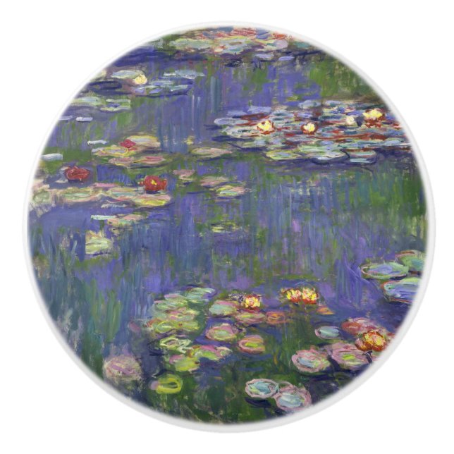 Monet Water Lilies Masterpiece Painting Ceramic Knob (Front)