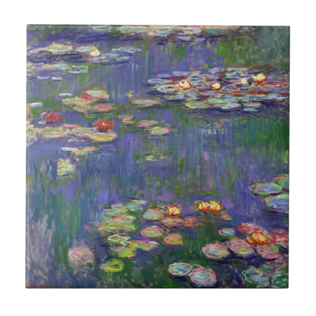 Monet Water Lilies Masterpiece Painting Ceramic Tile (Front)