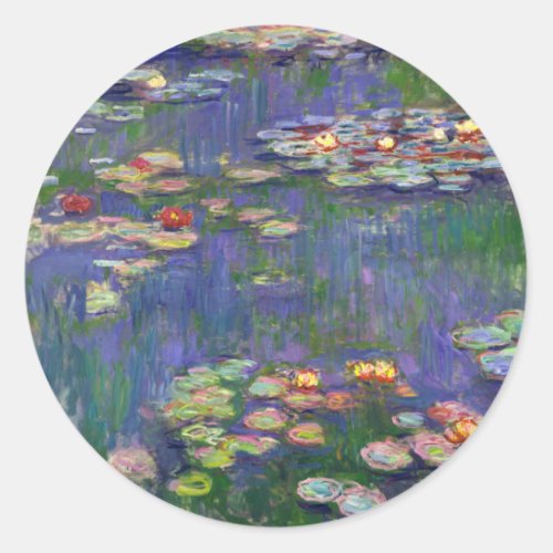 Monet Water Lilies Masterpiece Painting Classic Round Sticker