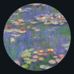 Monet Water Lilies Masterpiece Painting Classic Round Sticker<br><div class="desc">Monet Water Lilies - This classic Monet painting was painted by Claude Monet in 1916. It is part of his famous water lilies collection where he paints in his garden in Giverney,  France. A masterpiece painting.</div>
