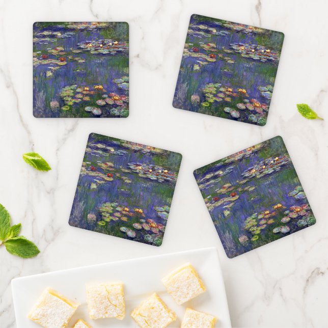 Monet Water Lilies Masterpiece Painting Coaster Set (In Situ)