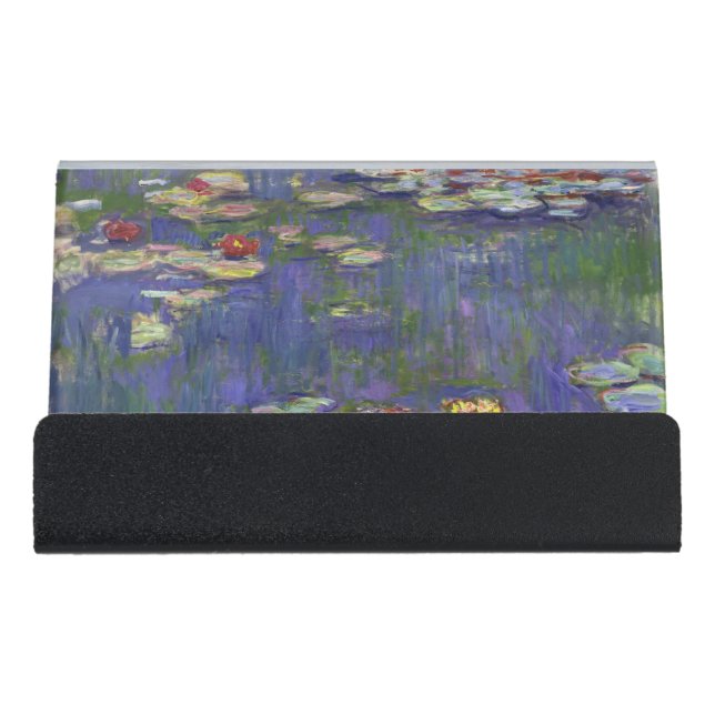 Monet Water Lilies Masterpiece Painting Desk Business Card Holder (Front)