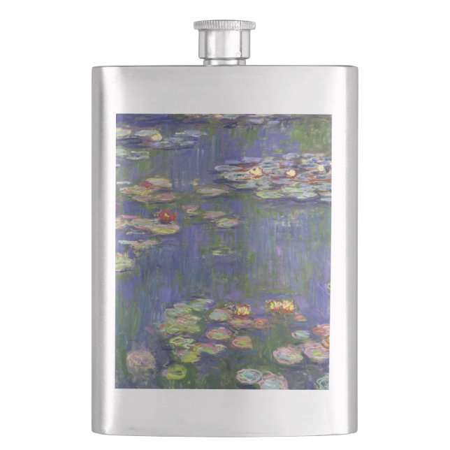 Monet Water Lilies Masterpiece Painting Flask (Front)