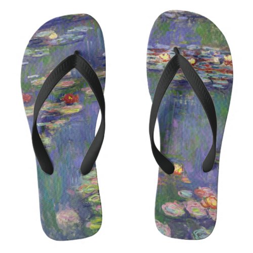 Monet Water Lilies Masterpiece Painting Flip Flops