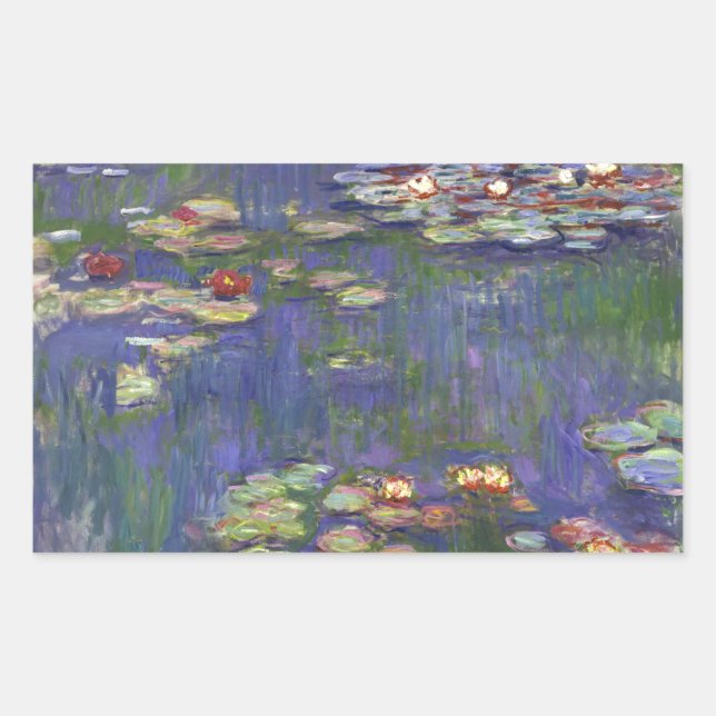 Monet Water Lilies Masterpiece Painting Rectangular Sticker (Front)