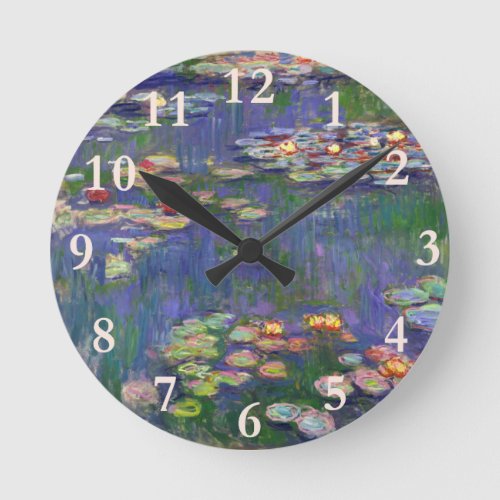 Monet Water Lilies Masterpiece Painting Round Clock